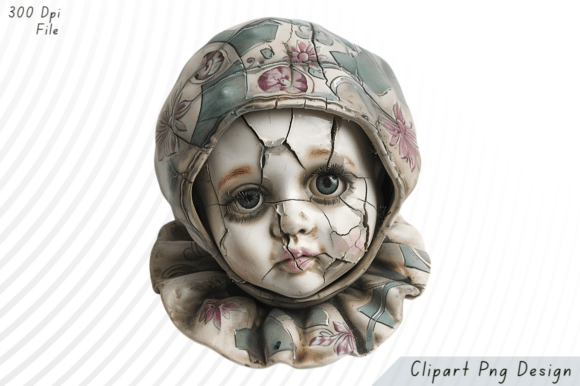 Download Creepy Cracked Porcelain Doll PNG Clipar - Premium Bundle