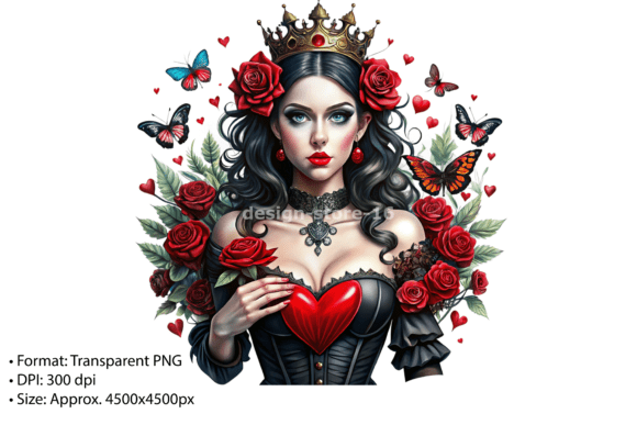 Download Queen of Hearts Gothic Illustration PNG - Illustration Collection