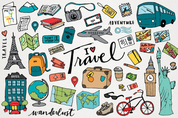 Download Travel Clipart Hand Drawn Illustrations - Illustration Collection
