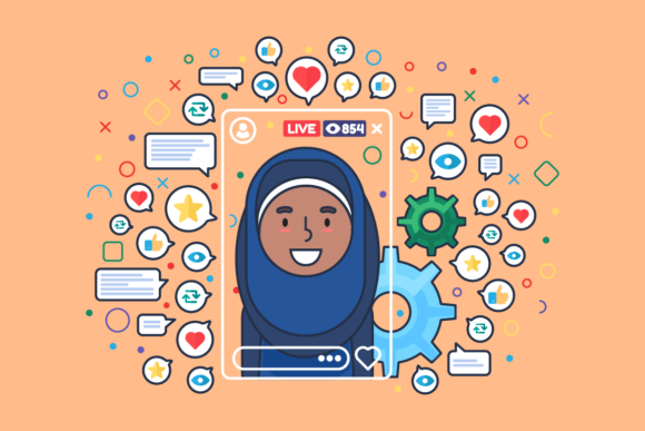 Download Arabian Female Streamer Flat Color Image - Streamer Collection