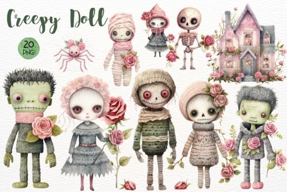 Download Creepy Doll Watercolor Sublimation - Creepy doll Collection