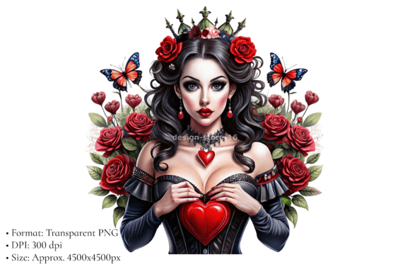 Download Queen of Hearts Gothic Illustration PNG - Illustration Collection